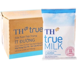 Sữa Bịch TH true Milk 220ml ít đường - 1 thùng 